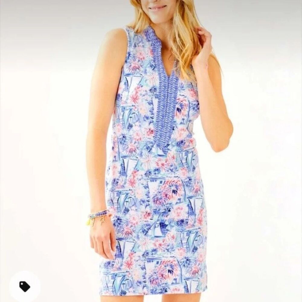 Lilly Pulitzer Sailboat Pattern Larsen Shift Summer Dress Women's Size XXS